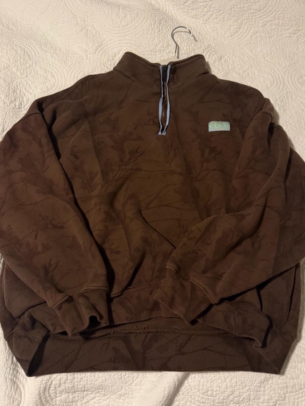 Women's Half-Zip Pullover Sweatshirt in Dark Brown